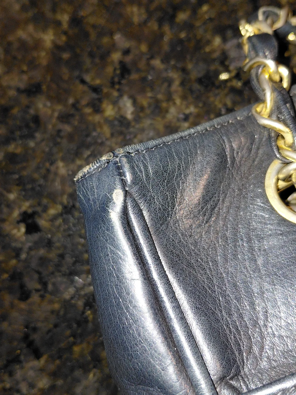 CHANEL Black Matelasse Chain Coco Mark Lambskin Leather GVC!
